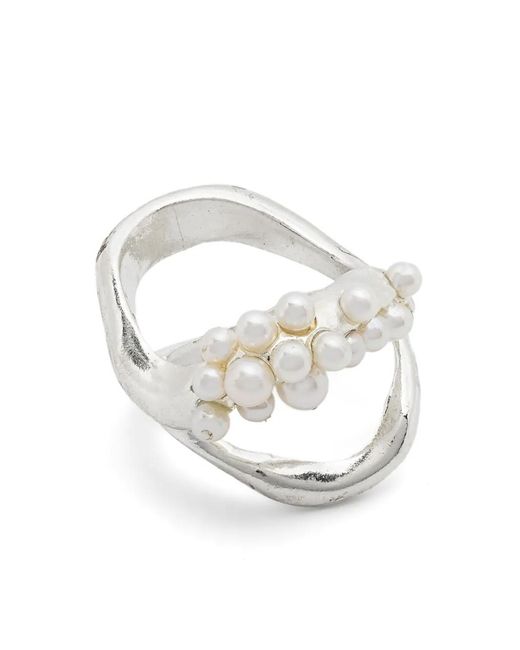 Beatriz Palacios White Double-Wave Cluster Ring