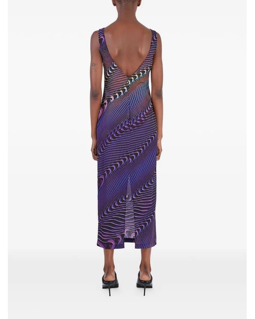 Maisie Wilen Purple Graphic Sleeveless Maxi Dress