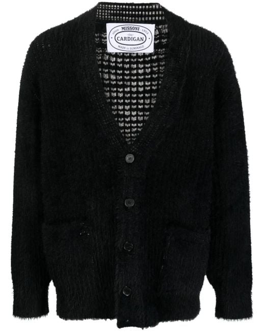 Missoni Black Brushed V-Neck Cardigan for men