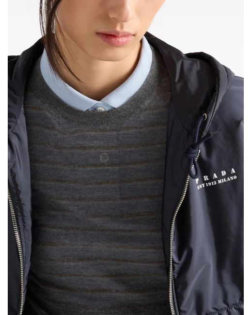 Prada Black Lightweight Re-Nylon Blousonjacke Mit Kapuze