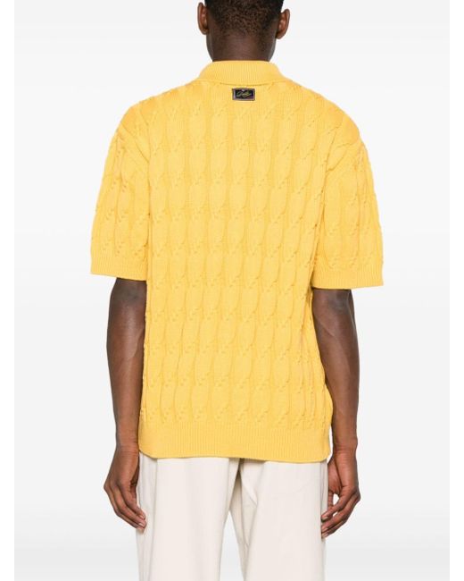 Drole de Monsieur Yellow Cable-knit Polo Jumper for men