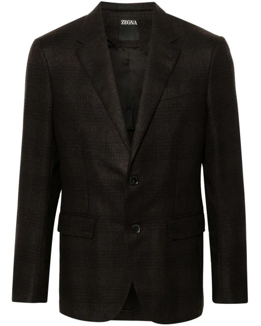 メンズ Zegna チェック ジャケット Black