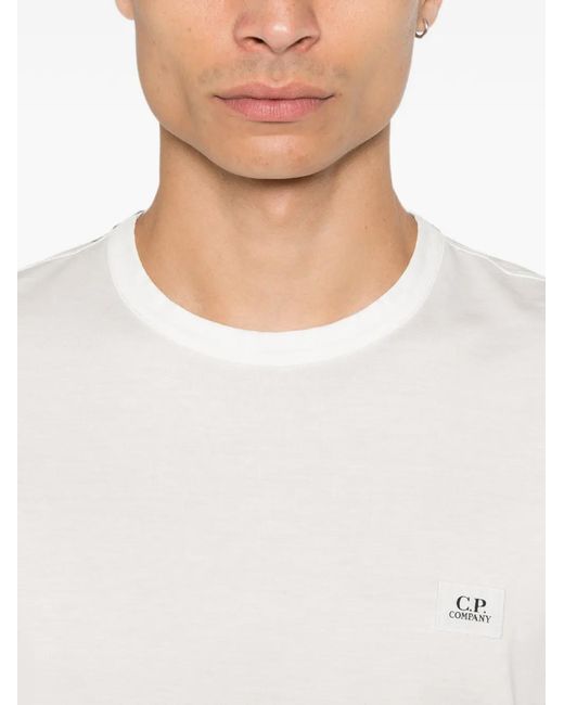 C P Company White Logo-Patch Jersey T-Shirt for men