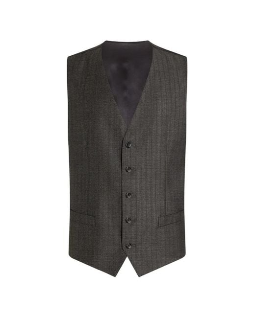 Dolce & Gabbana Gray Pinstripe Wool Vest for men