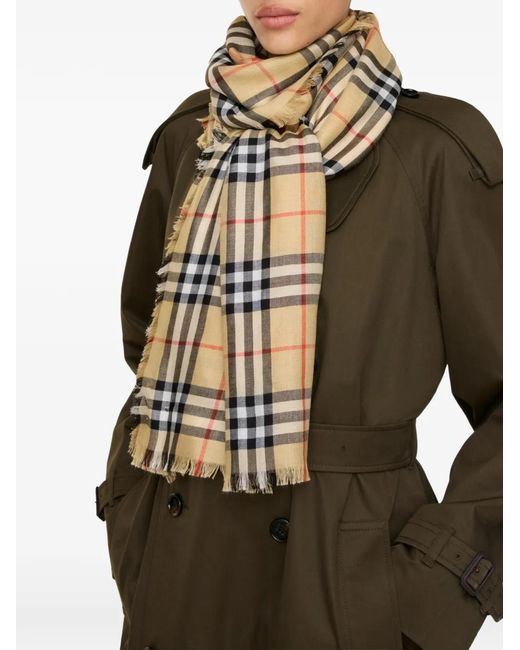 Burberry Metallic Check Cashmere-Silk Scarf