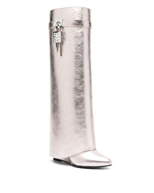 Givenchy White 85Mm Shark Lock Boots