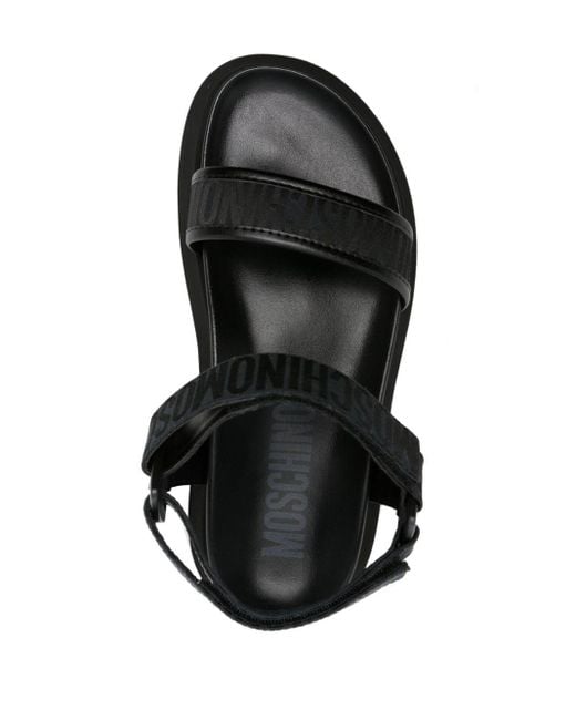 Moschino Black Logo-print Touch-strap Sandals for men