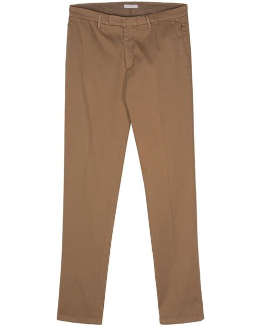 Boglioli Brown Pressed-crease Tapered Trousers for men