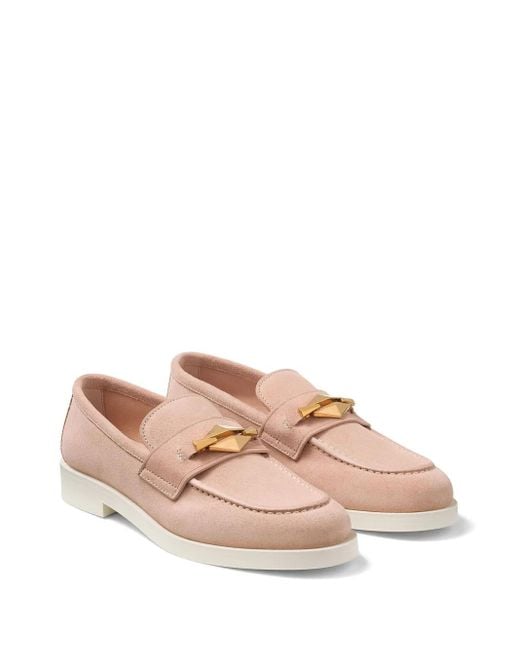 Jimmy Choo Pink Diamond Maddie Leather Loafers