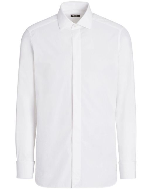 Zegna Trofeo Silk Shirt in het White voor heren