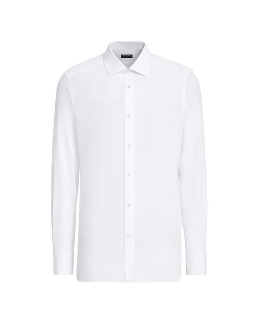 Zegna White Spread-Collar Shirt for men
