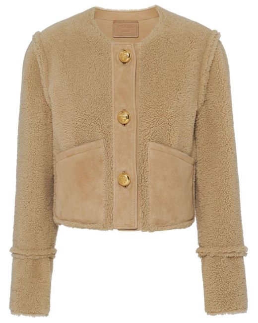 Prada Natural Shearling Cropped Jacket