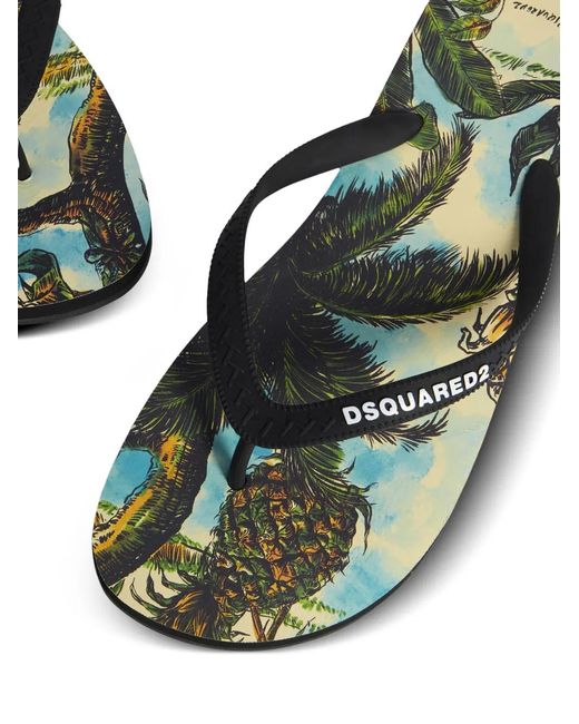 DSquared² Black Monkey Business Flip Flops for men
