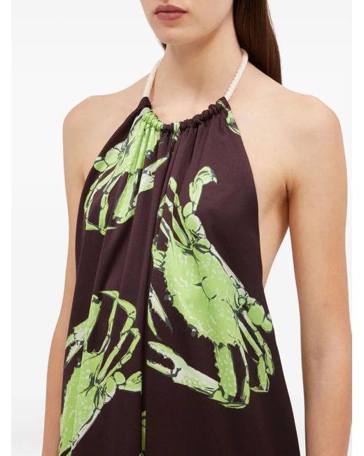 MSGM Brown Graphic-Print Maxi Dress