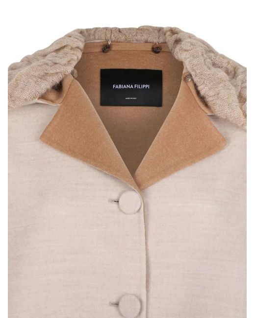 Fabiana Filippi Buttoned Patch-pocket Coat Natural