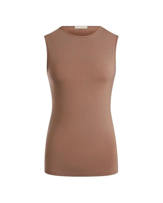 12 STOREEZ Brown Kim Crew-Neck Tank Top