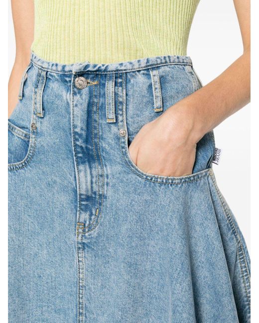 Moschino Jeans Blue High-waisted Flared Denim Skirt