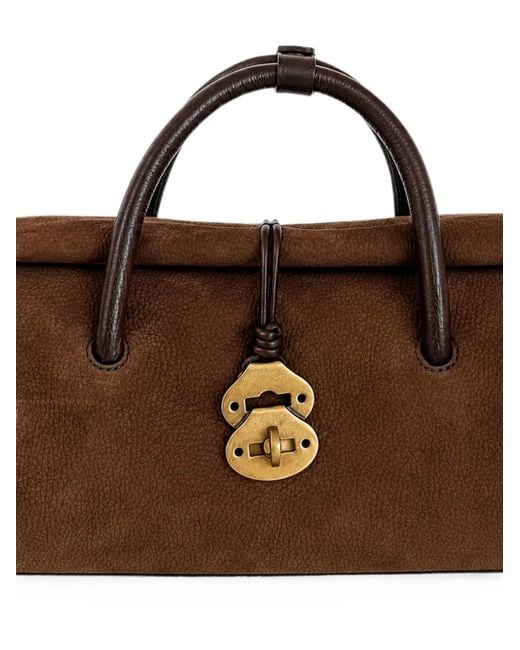 Zanellato Brown Small Dotta Jones Stud-Embellished Handbag