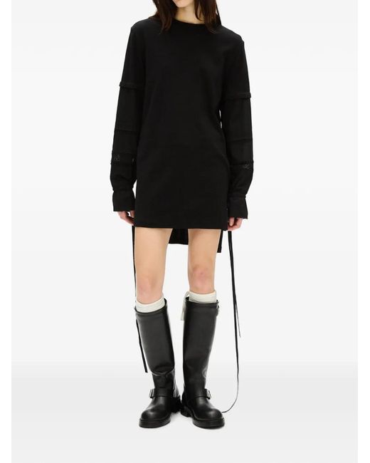 Ann Demeulemeester Black Robe Courte Lucina À Empiècements