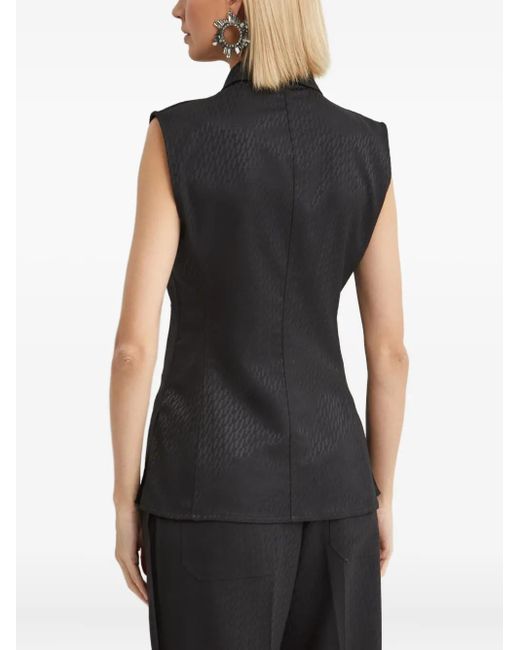 Helmut Lang Black Satin-Jacquard Vest Top