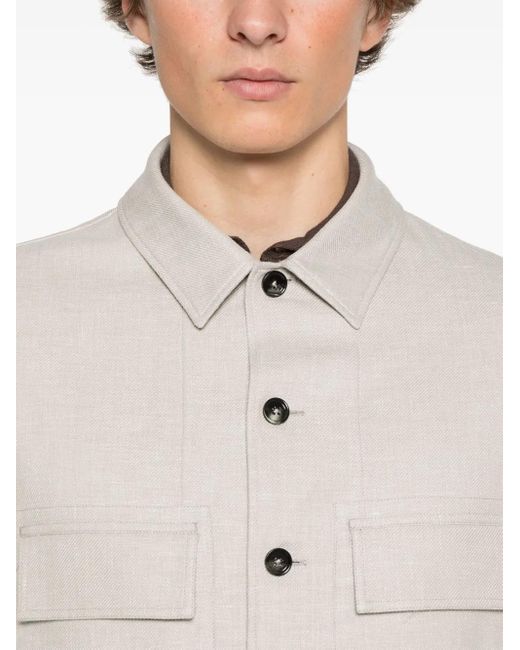 Zegna White Button Down Overshirt for men