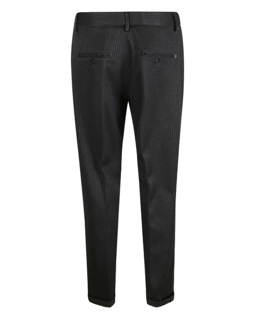 Dondup Gray Pinstripe-Pattern Trousers for men