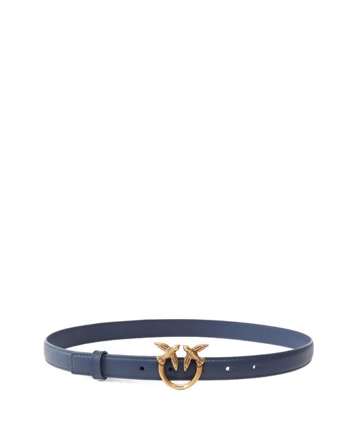 Pinko Blue Love Berry Buckle Leather Belt