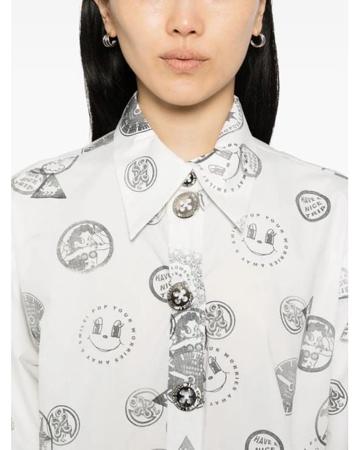 Chopova Lowena White All-Over Print Cotton Shirt
