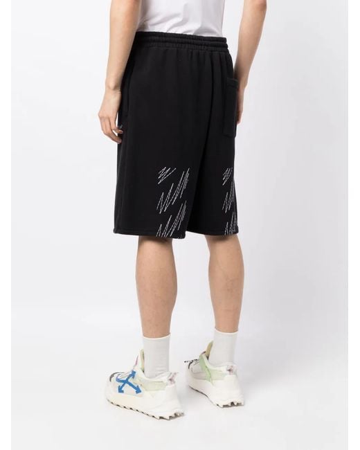 Off-White c/o Virgil Abloh Black Stitch Diag Cotton Track Shorts for men