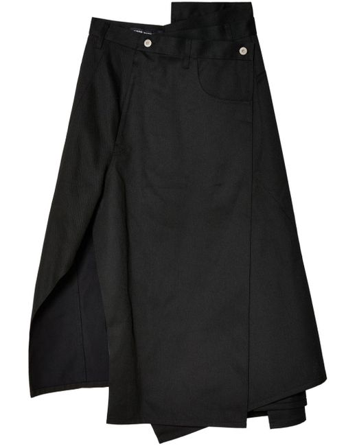 Junya Watanabe Black Asymmetric High-waist Midi Skirt