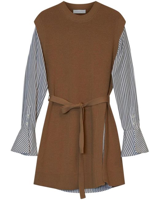 Jonathan Simkhai Brown Shai Layered Belted Minidress