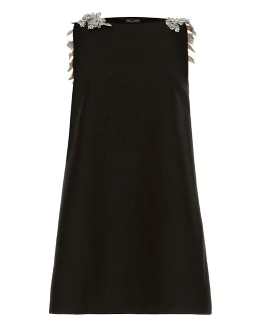 Oscar de la Renta Black Sequin-Embellished Open-Back Mini Dress