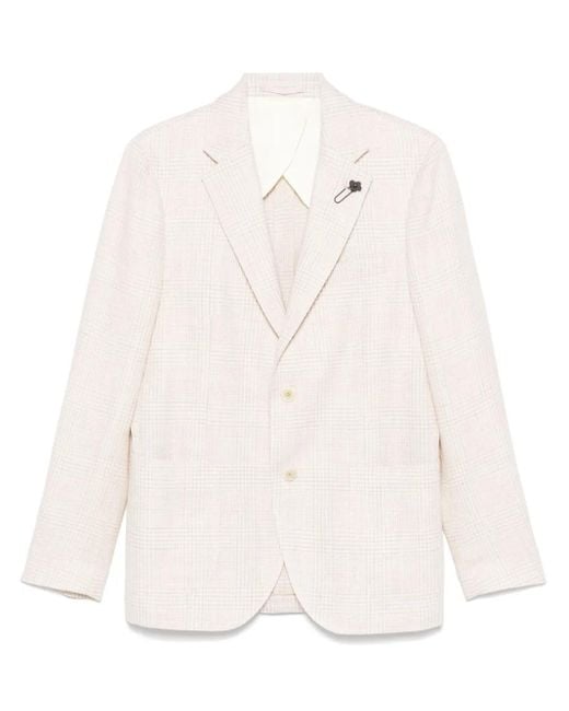 Lardini White Checked Blazer for men