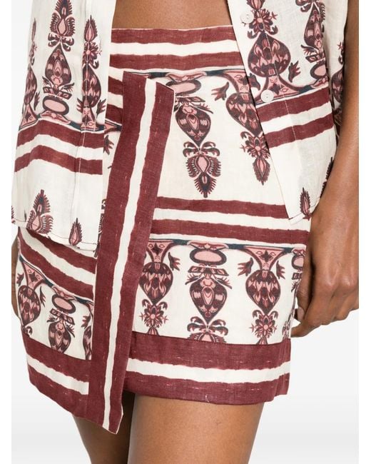 Johanna Ortiz White Roots Pattern Mini Skirt
