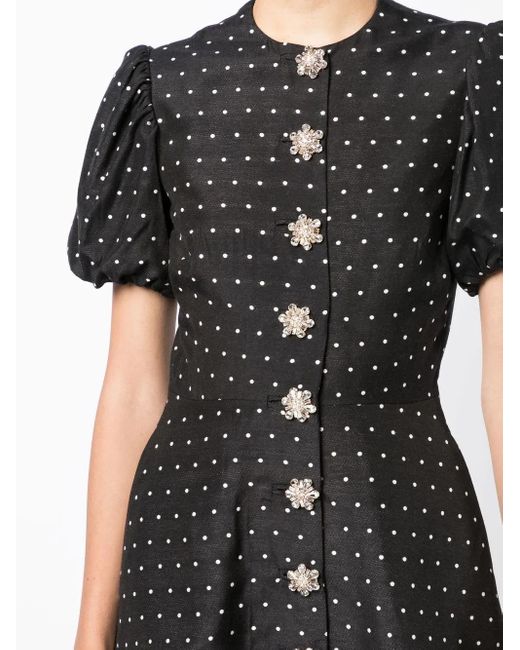 Macgraw Black Sorbet Polka-Dot Embroidered Dress
