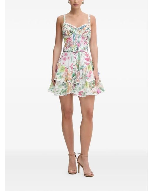 Charo Ruiz White Nayade Floral Lace Dress