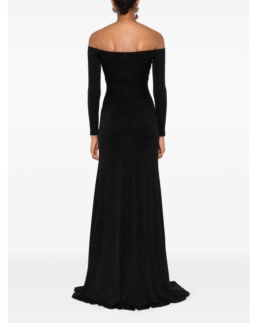 Nissa Black Glittered Maxi Dress