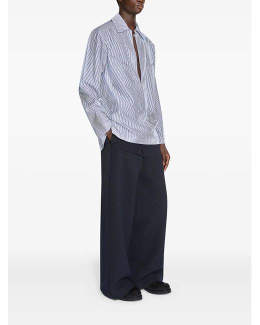 Dries Van Noten Purple Striped Cotton Shirt for men