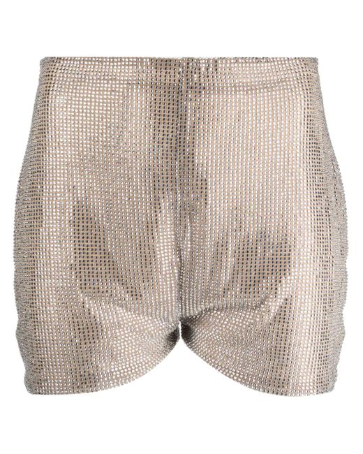 GIUSEPPE DI MORABITO Natural Rhinestone-Embellished High-Waist Shorts