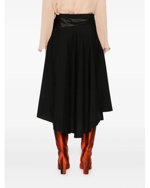 Marni Black Satin-Panel Midi Skirt