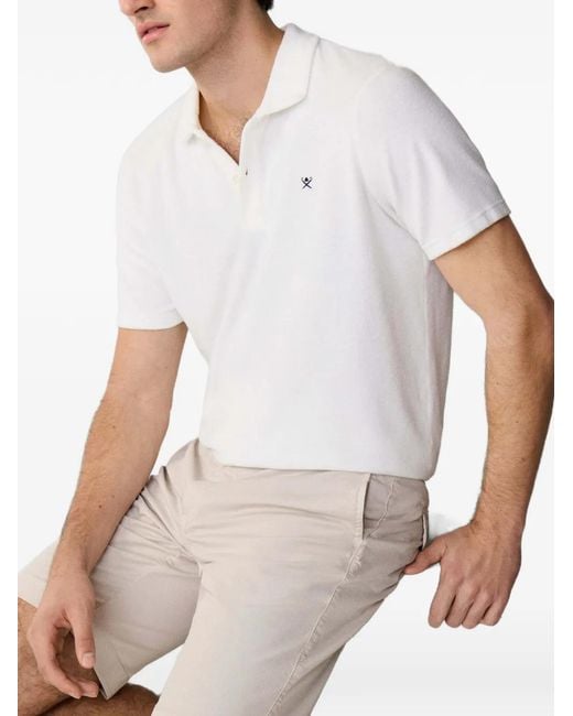 Hackett White Towelling Short-Sleeve Polo Shirt for men