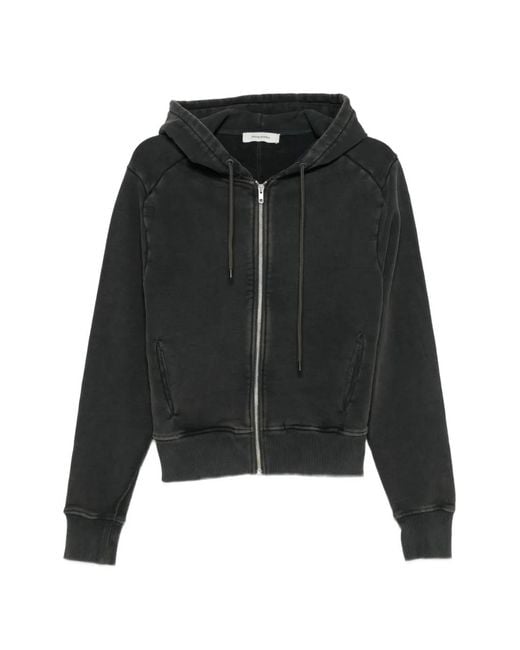 Entire studios Black Faded-Effect Zip-Up Hoodie