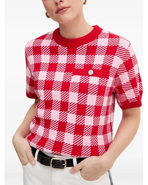 Barbour Red Esther Gingham-Pattern Top