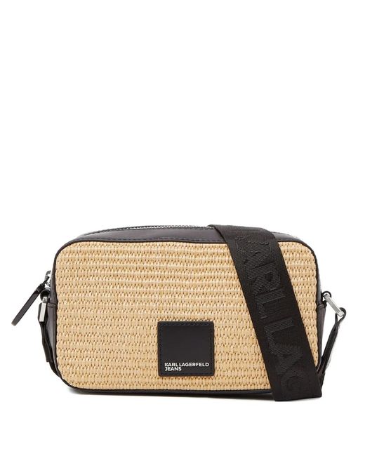 Karl Lagerfeld Black Logo-Patch Cross Body Bag