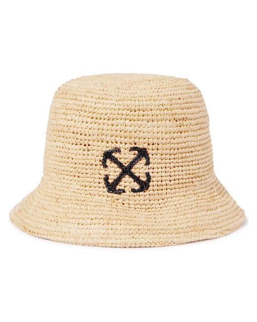 Off-White c/o Virgil Abloh Natural Arrows-embroidered Raffia Bucket Hat