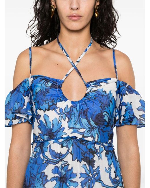 Liu Jo Midi-jurk Met Bloemenprint in het Blue