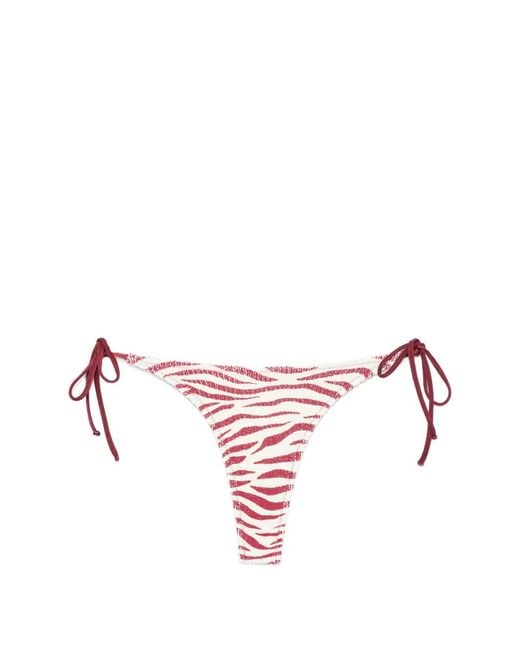 Mc2 Saint Barth Pink Norah Crinkle Zebra-Print Bikini Bottoms