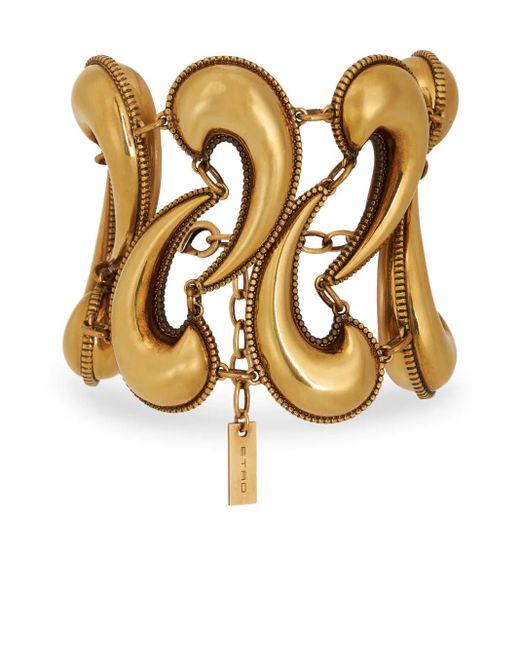 Etro Metallic Pailey Wide Cuff Bracelet
