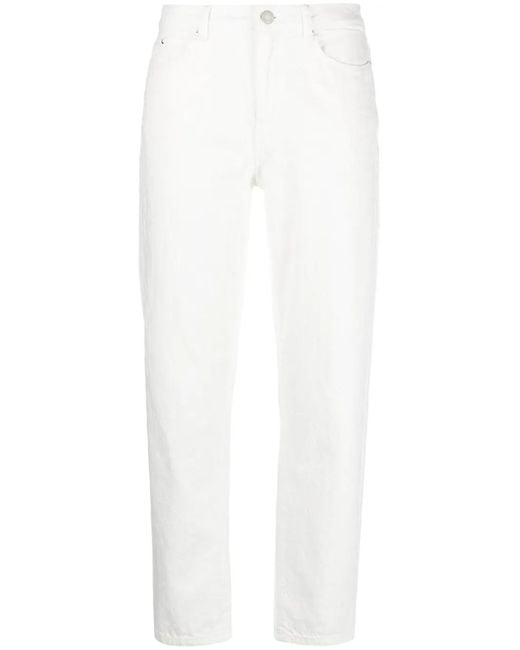 Karl Lagerfeld White High-Waisted Straight-Leg Jeans