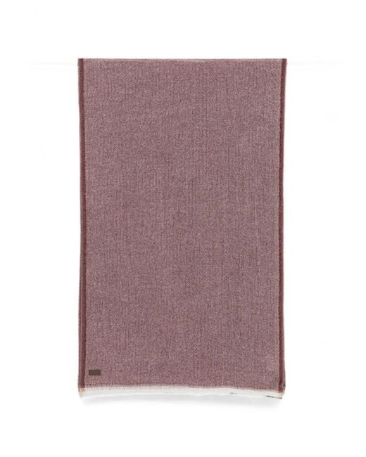 Canali Purple Herringbone-Weave Frayed Scarf for men